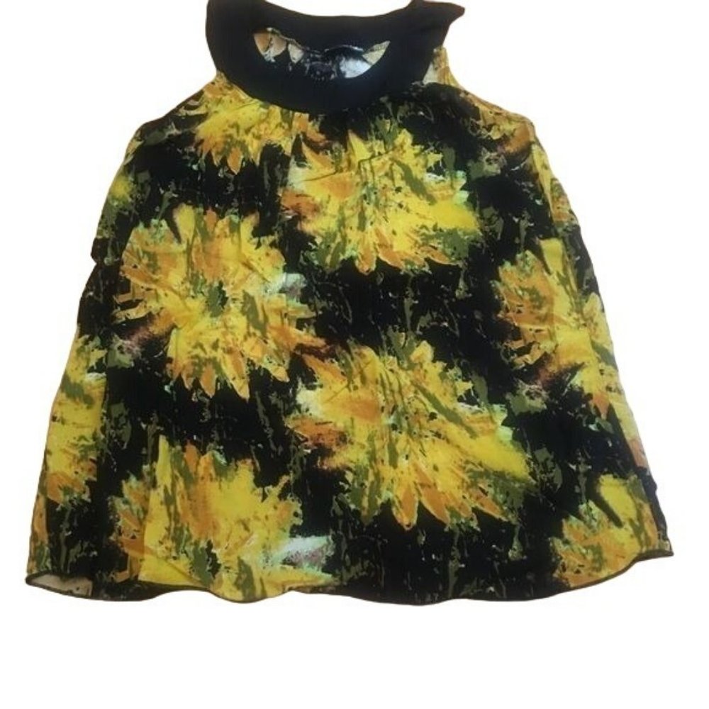 Sleeveless Black & Yellow Blouse Size XL